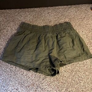 Aerie NWT Women Cargo Shorts Olive Green High Waisted Elastic Waist Large